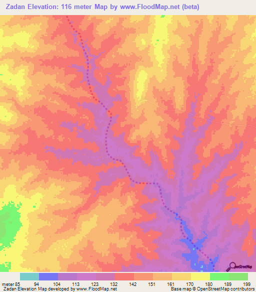 Zadan,Benin Elevation Map