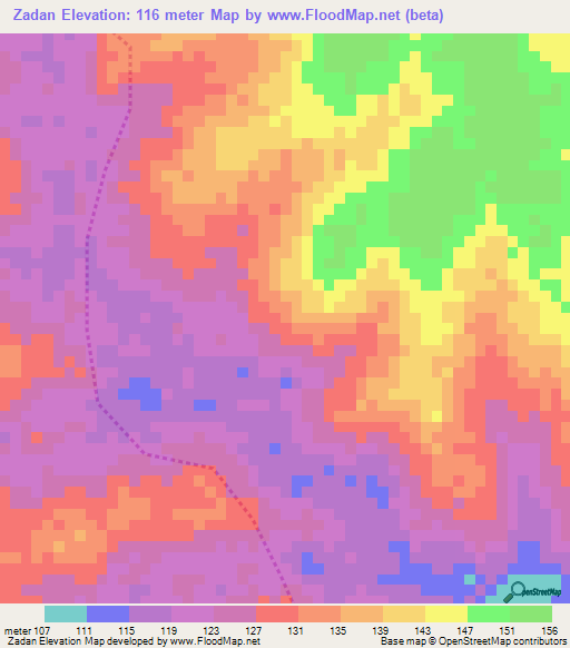 Zadan,Benin Elevation Map