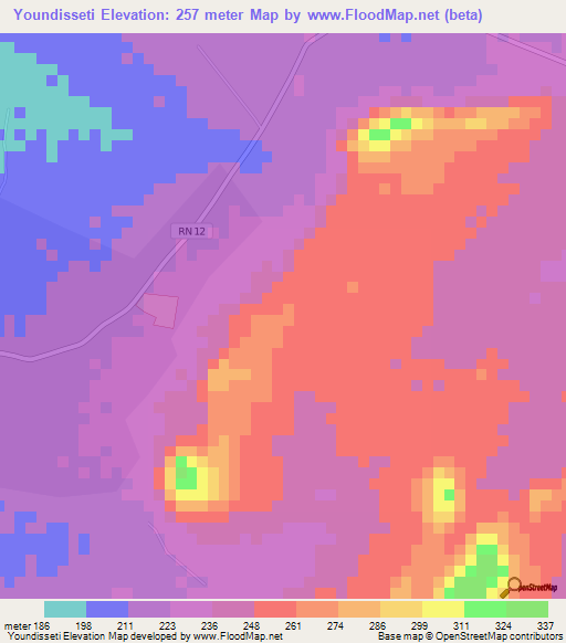 Youndisseti,Benin Elevation Map