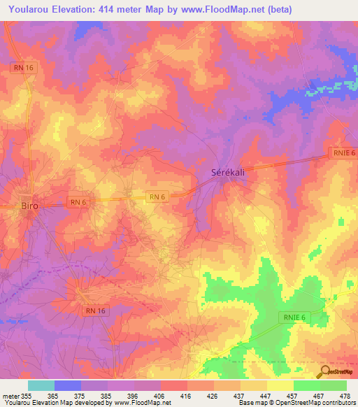 Yoularou,Benin Elevation Map