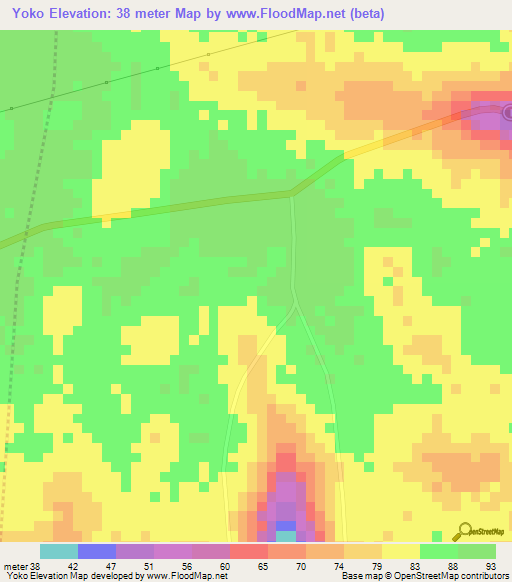 Yoko,Benin Elevation Map