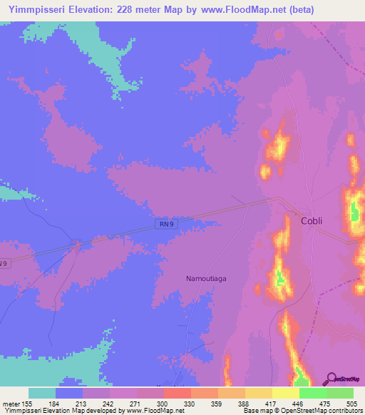 Yimmpisseri,Benin Elevation Map
