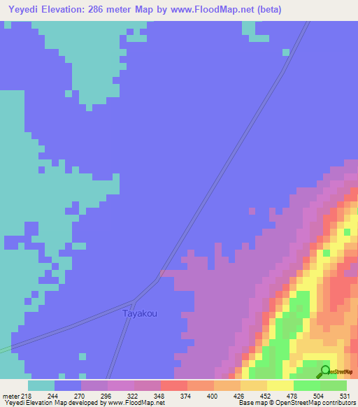 Yeyedi,Benin Elevation Map