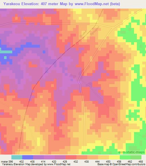 Yarakeou,Benin Elevation Map