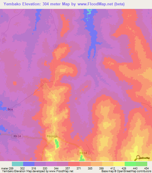 Yembako,Benin Elevation Map