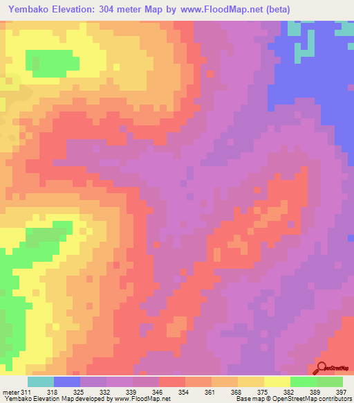 Yembako,Benin Elevation Map