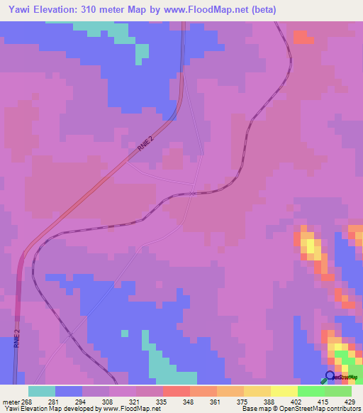 Yawi,Benin Elevation Map