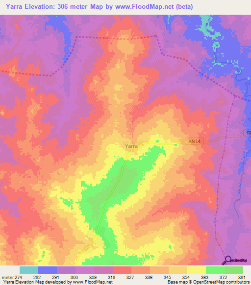 Yarra,Benin Elevation Map