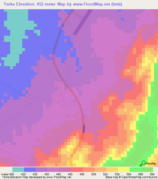 Yarka,Benin Elevation Map