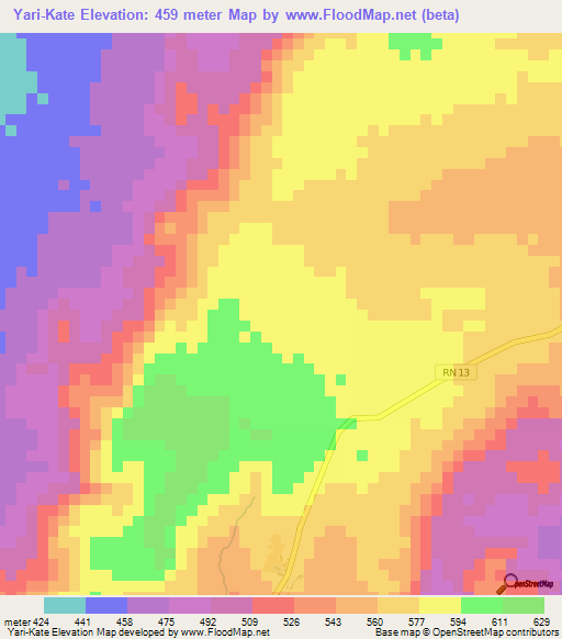 Yari-Kate,Benin Elevation Map