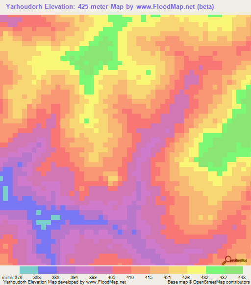Yarhoudorh,Benin Elevation Map