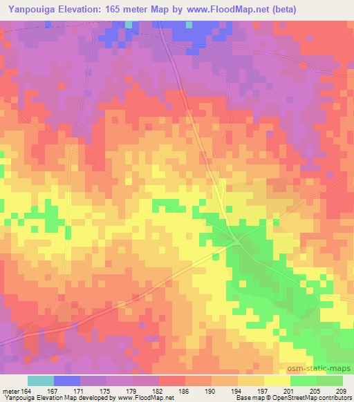 Yanpouiga,Benin Elevation Map
