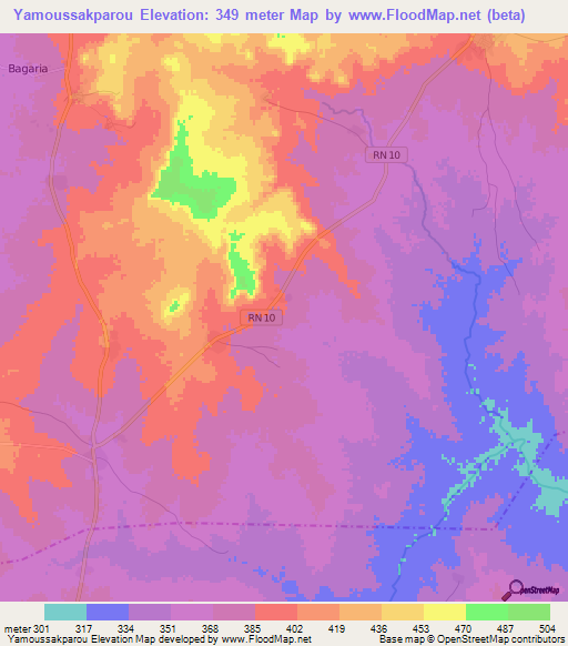 Yamoussakparou,Benin Elevation Map