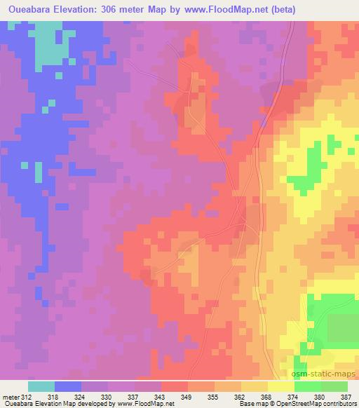 Oueabara,Benin Elevation Map