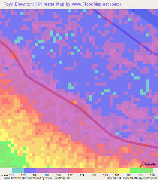 Toyo,Benin Elevation Map