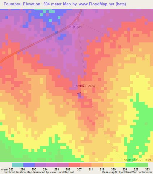 Toumbou,Benin Elevation Map