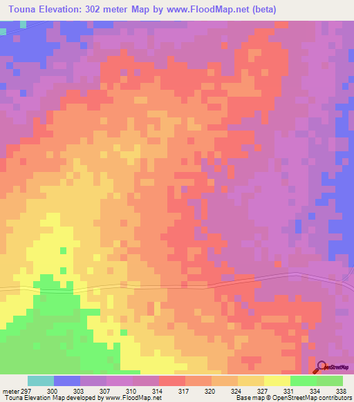 Touna,Benin Elevation Map