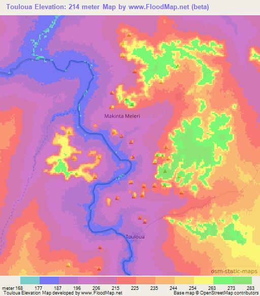 Touloua,Benin Elevation Map