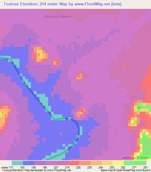 Touloua,Benin Elevation Map
