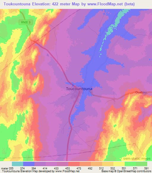 Toukountouna,Benin Elevation Map