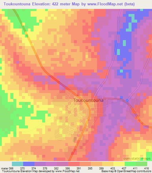 Toukountouna,Benin Elevation Map