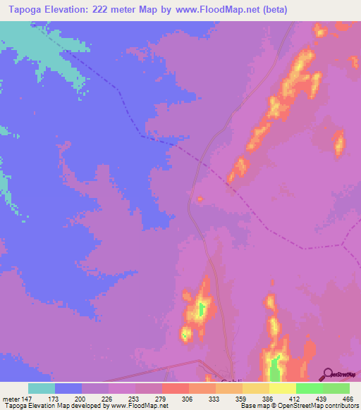 Tapoga,Benin Elevation Map
