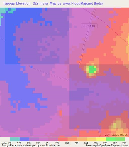 Tapoga,Benin Elevation Map