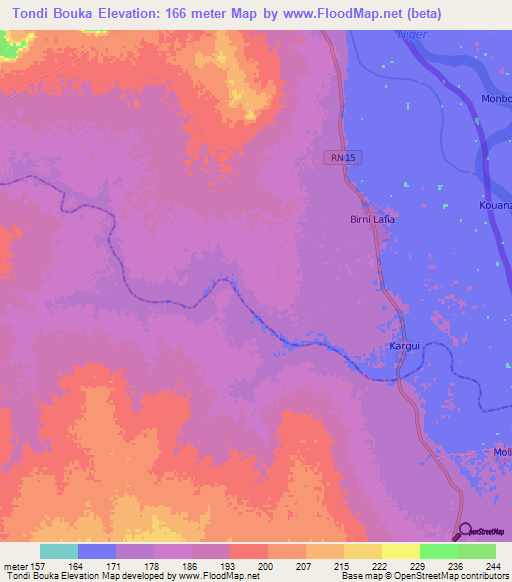 Tondi Bouka,Benin Elevation Map