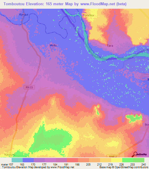 Tomboutou,Benin Elevation Map