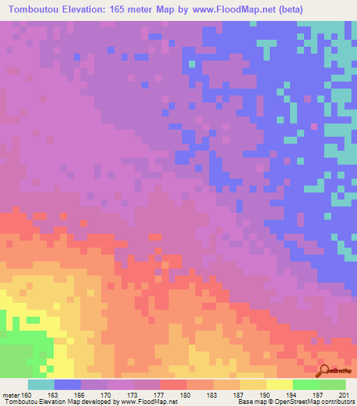 Tomboutou,Benin Elevation Map