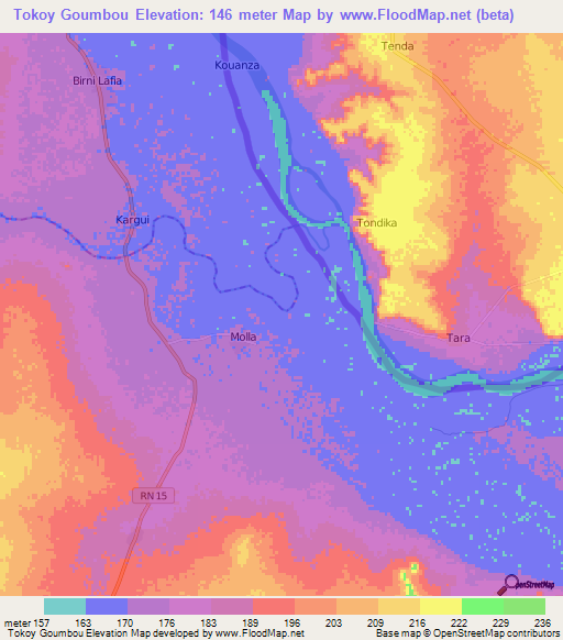 Tokoy Goumbou,Benin Elevation Map