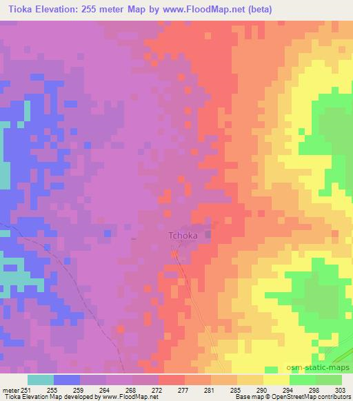 Tioka,Benin Elevation Map