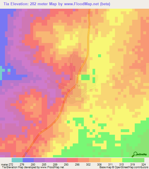 Tia,Benin Elevation Map