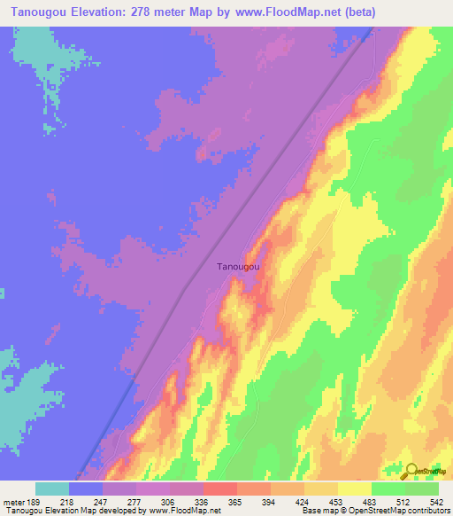 Tanougou,Benin Elevation Map