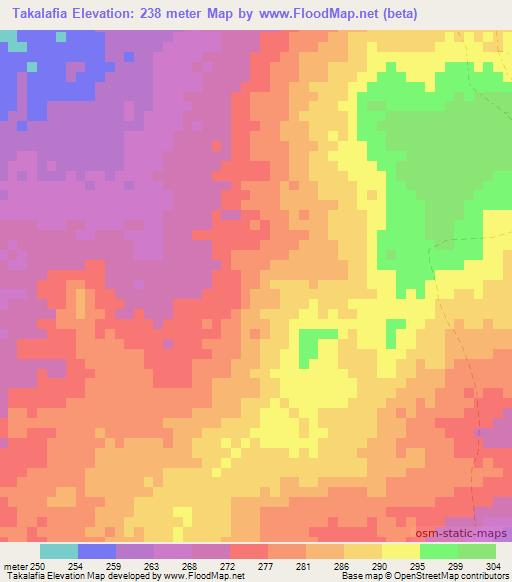 Takalafia,Benin Elevation Map