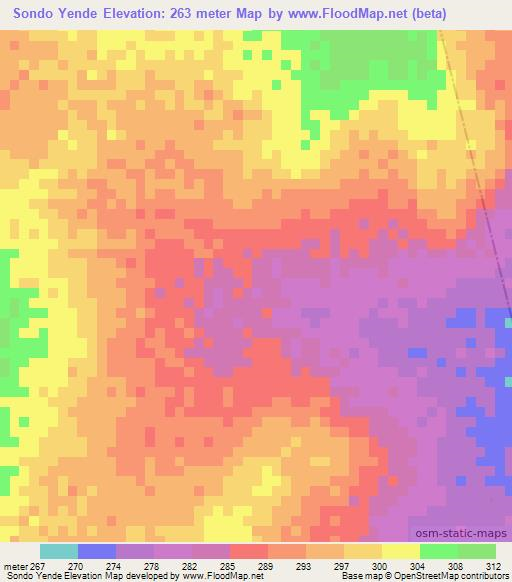 Sondo Yende,Benin Elevation Map