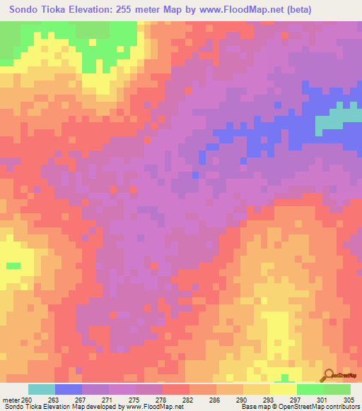 Sondo Tioka,Benin Elevation Map