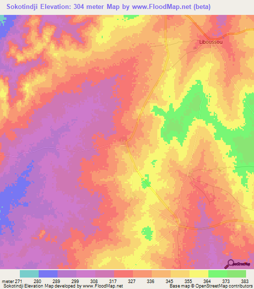 Sokotindji,Benin Elevation Map