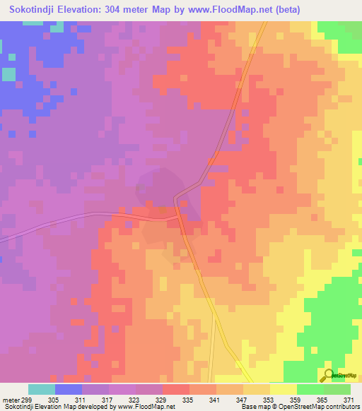Sokotindji,Benin Elevation Map
