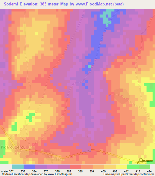 Sodemi,Benin Elevation Map
