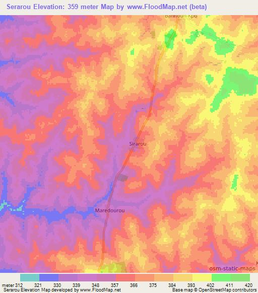 Serarou,Benin Elevation Map