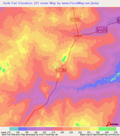 Serki Fari,Benin Elevation Map