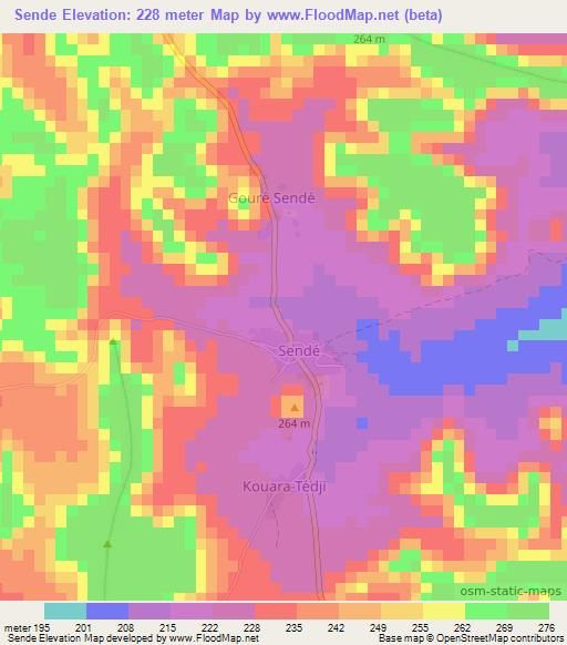 Sende,Benin Elevation Map