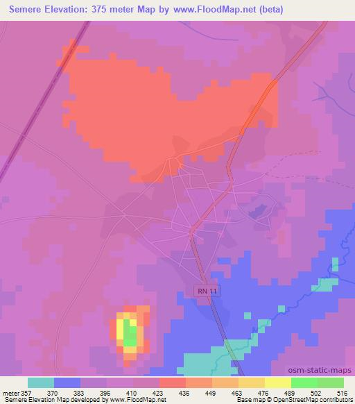 Semere,Benin Elevation Map