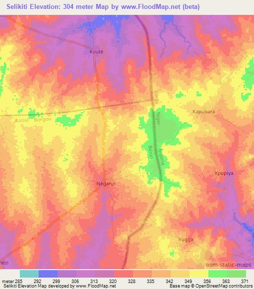 Selikiti,Benin Elevation Map