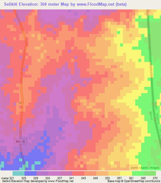 Selikiti,Benin Elevation Map