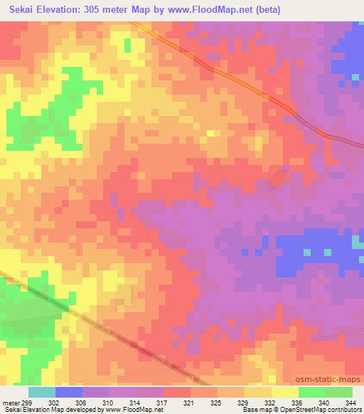 Sekai,Benin Elevation Map