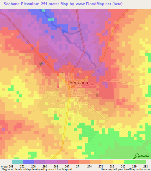Segbana,Benin Elevation Map