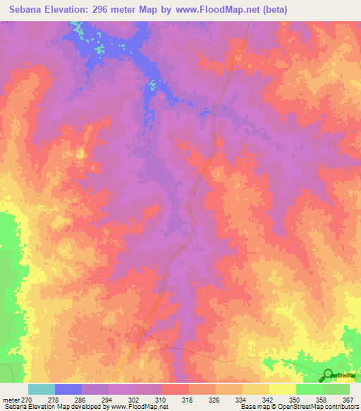 Sebana,Benin Elevation Map