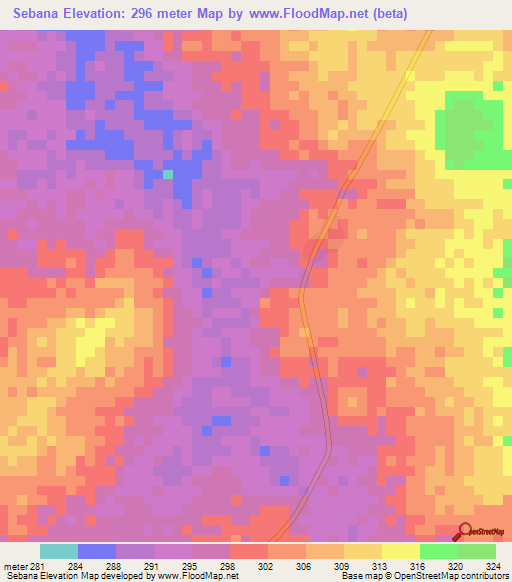 Sebana,Benin Elevation Map